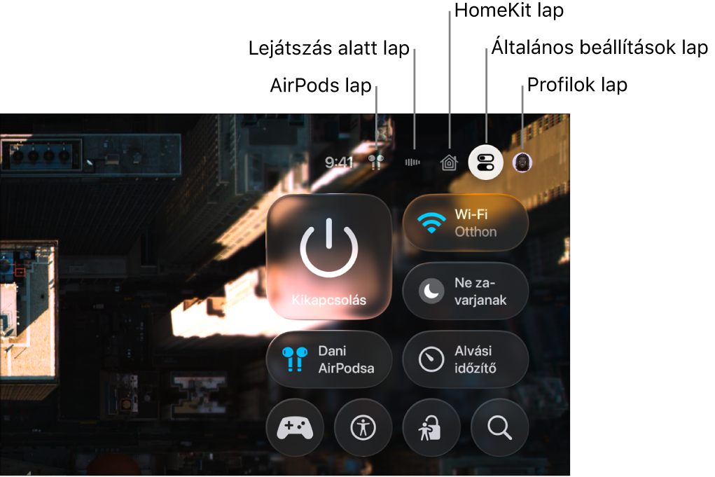 Az illusztráción a Vezérlőközpont lapjai láthatók