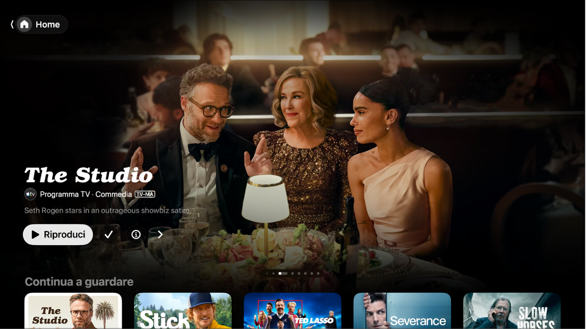 Schermata Home dell’app TV