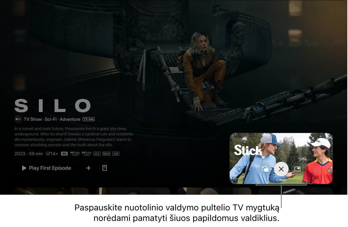 Papildomi „Picture in Picture“ valdikliai