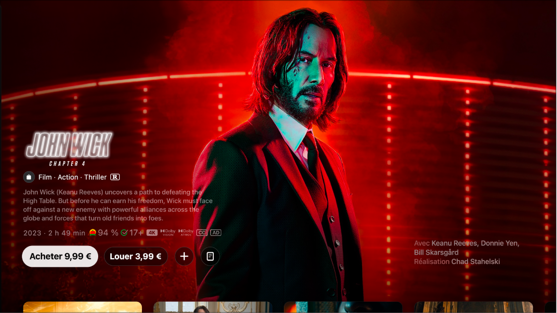 Écran d’information sur un film