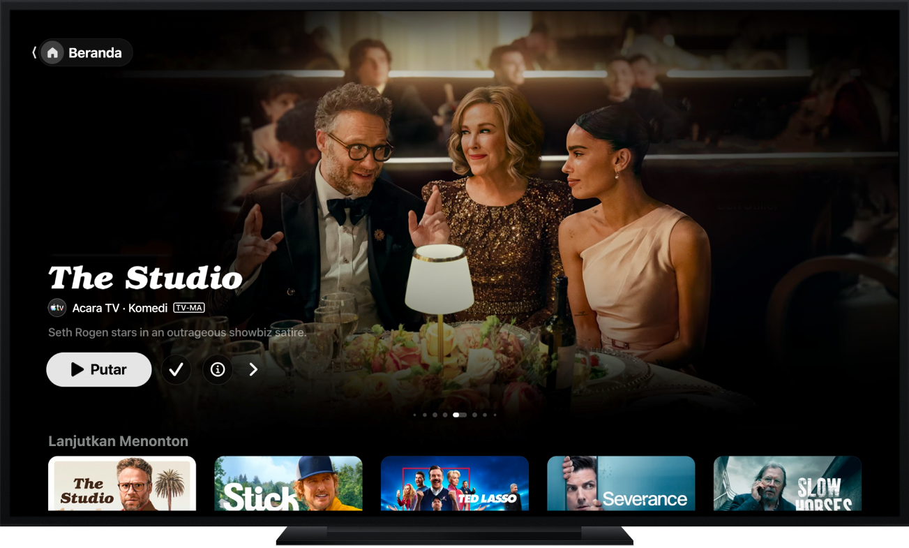 App Apple TV saat muncul di layar TV