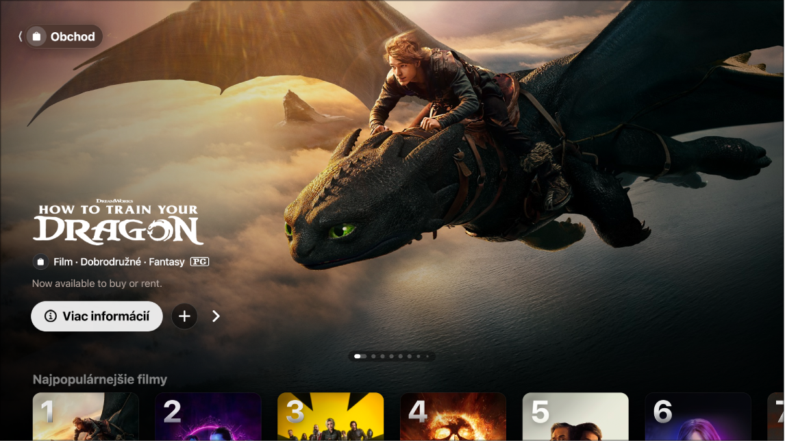 Obrazovka zobrazujúca Apple TV Store