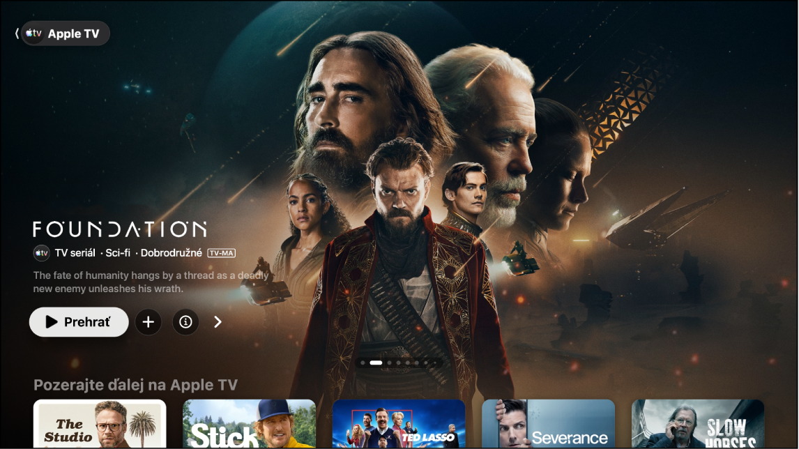 Obrazovka s apku Apple TV