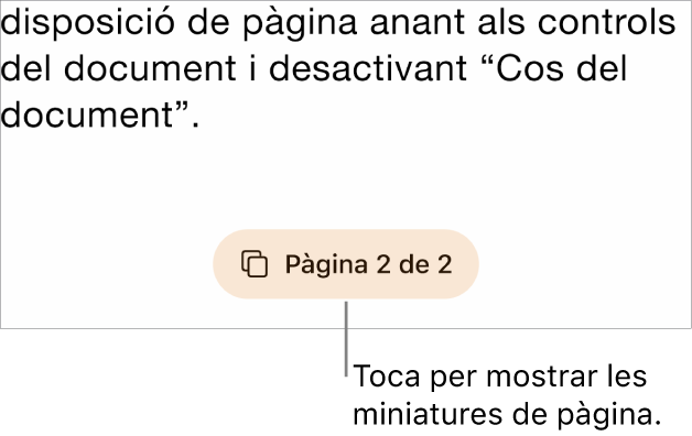 Un document obert amb el botó de número de pàgina a la part inferior central de la pantalla.