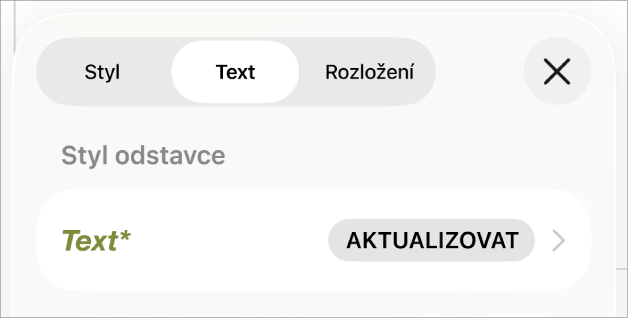 Styl odstavce Hlavní text s hvězdičkou