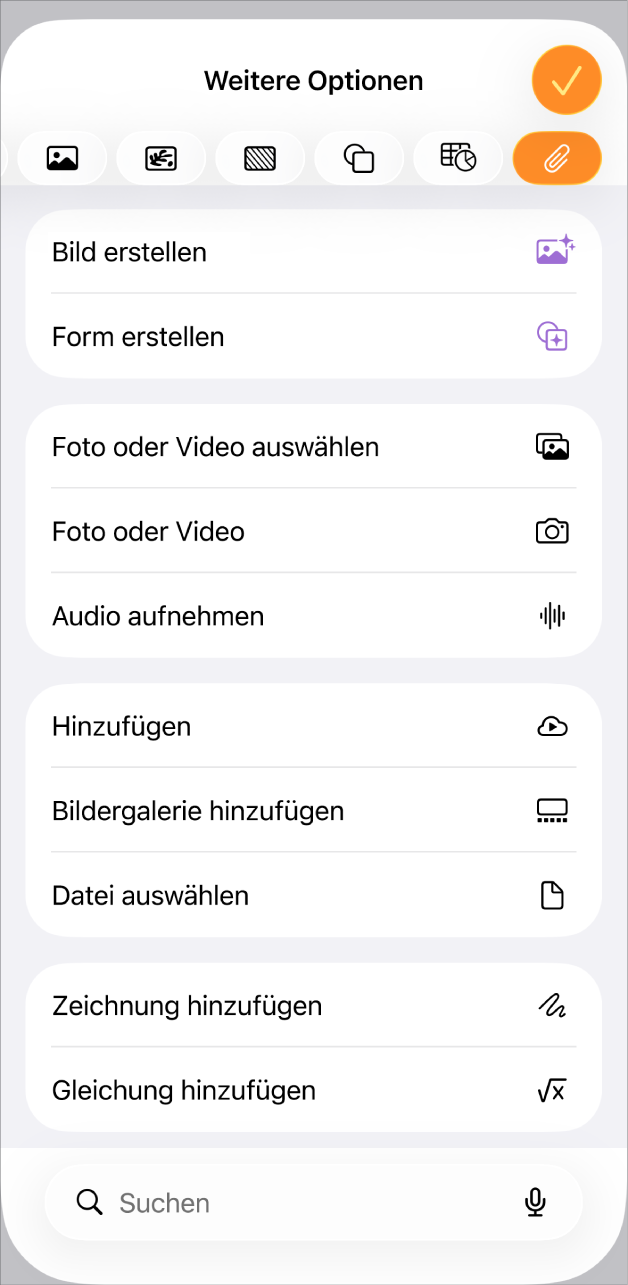 Das Menü „Medien hinzufügen“ wird angezeigt.