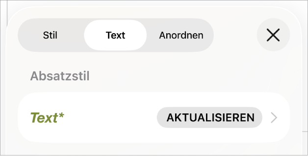 Der Absatzstil „Text“, neben dem sich rechts ein Stern befindet.