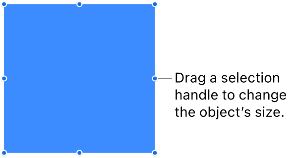 An object with blue dots on its border for changing the object’s size.