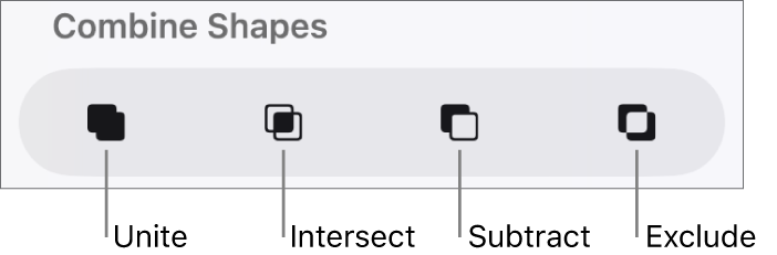 Unite, Intersect, Subtract and Exclude buttons below Combined Shapes.