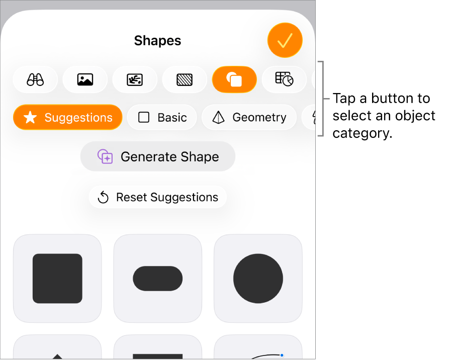 The Insert controls open with buttons for adding tables, charts, text, shapes and media at the top.