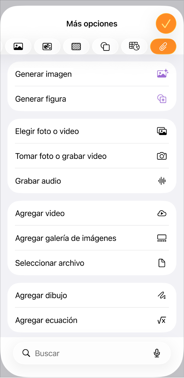 Se muestra el menú Agregar contenido.