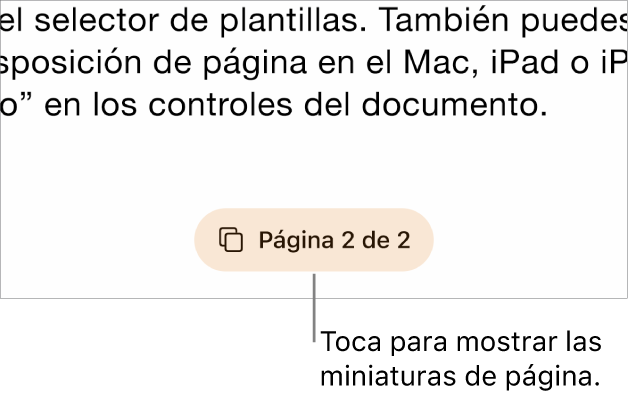 Un documento abierto con el botón de número de página en el centro de la parte inferior de la pantalla.