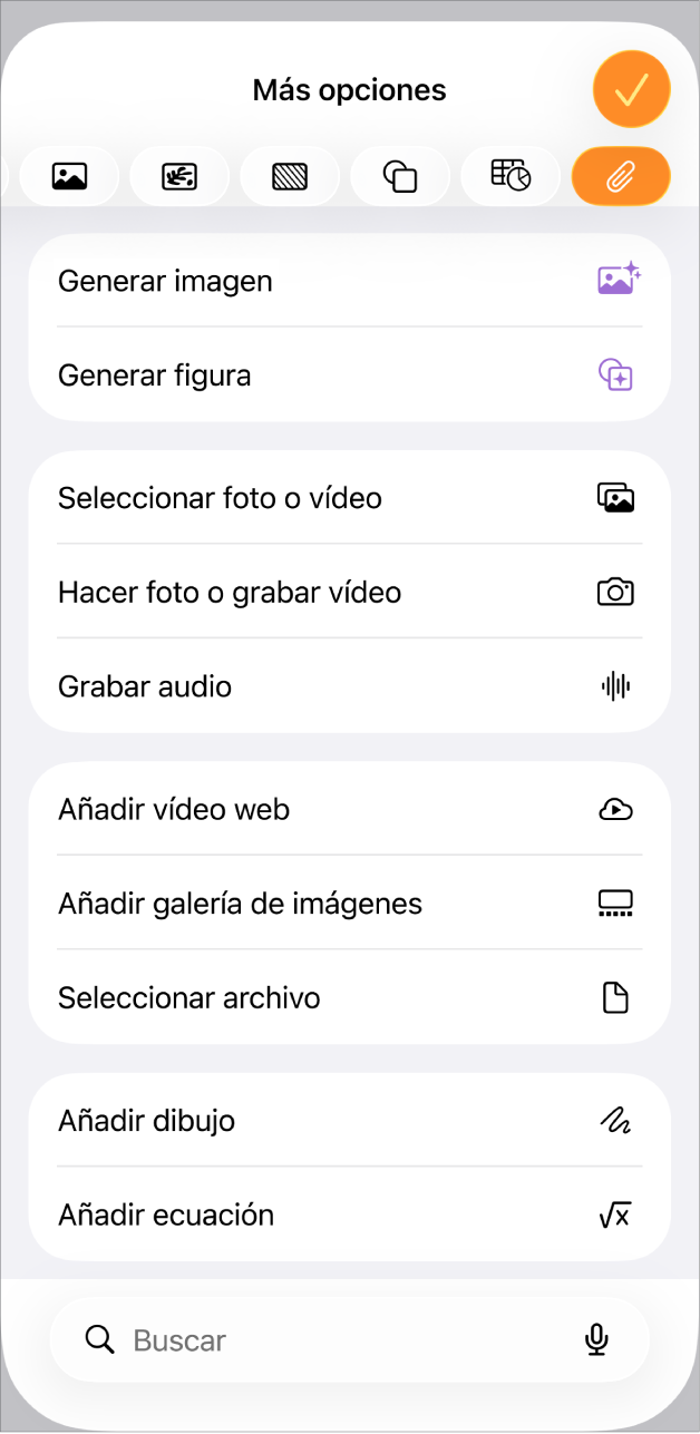 Se muestra el menú “Añadir contenido”.