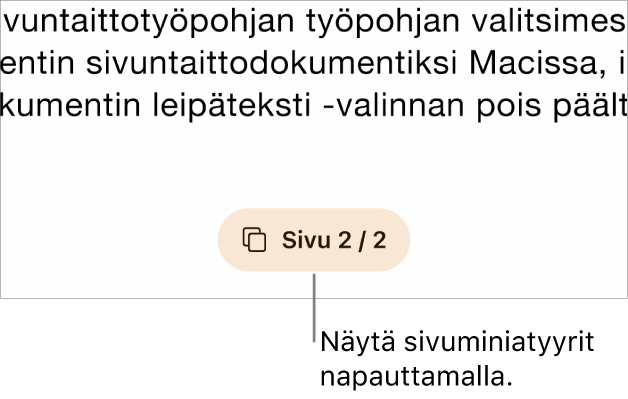 Avoin dokumentti, näytön alaosassa keskellä on sivunumeropainike.