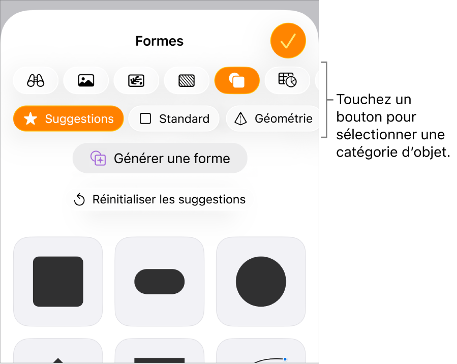 Commandes Insérer ouvertes avec boutons d’ajout de tableaux, graphiques, zones de texte, formes et contenu multimédia.