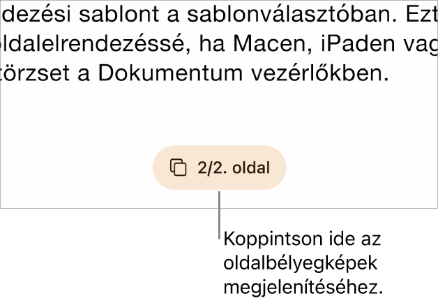 Egy megnyitott dokumentum az oldalszám gombbal a képernyő aljának közepén.