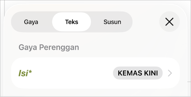 Gaya perenggan Isi dengan asterisk bersebelahannya.