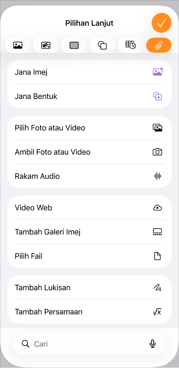 Menu Tambah Media dipaparkan.