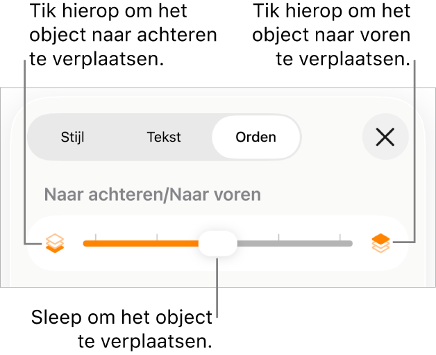De achteruitknop, de vooruitknop en de schuifknop voor lagen.