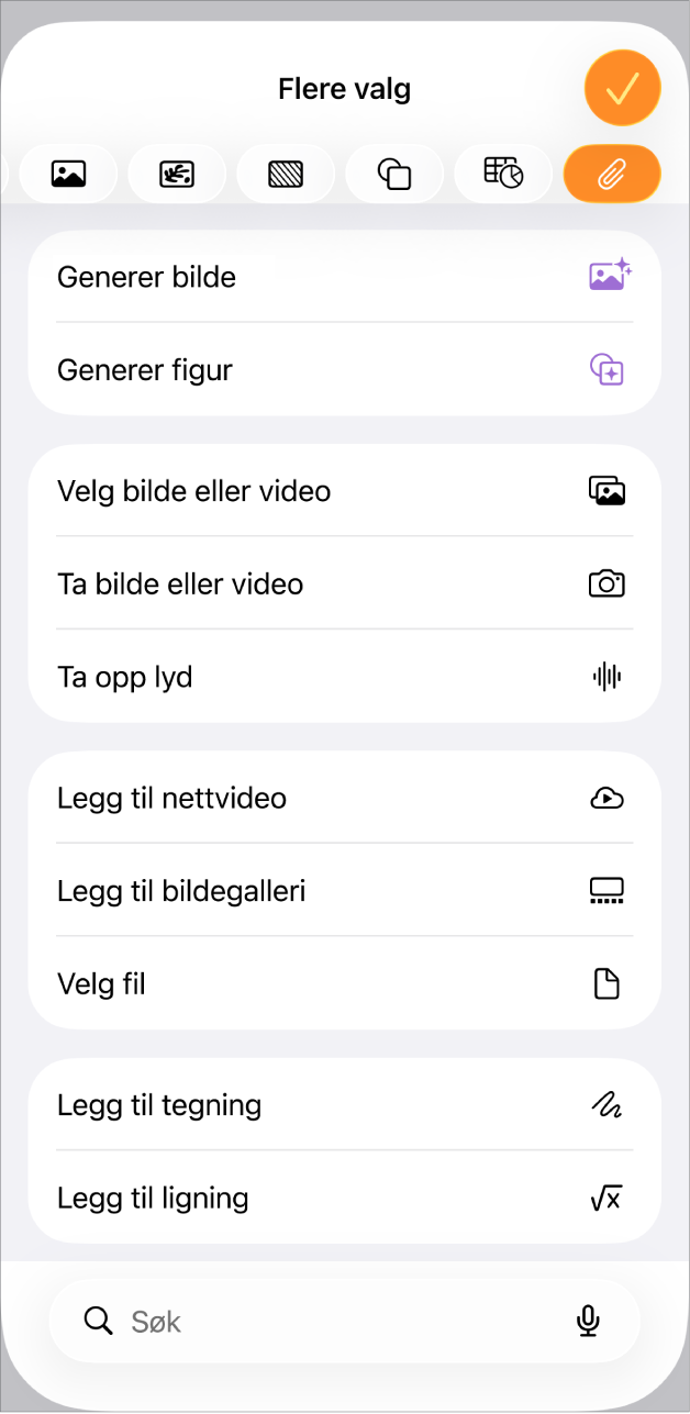 Legg til medieinnhold-menyen vises.