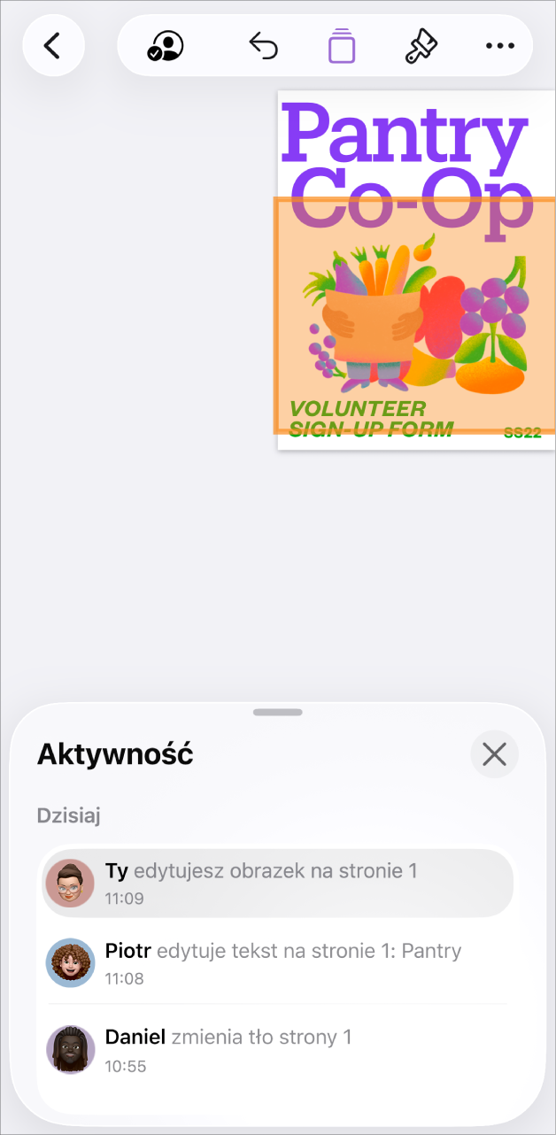 Menu współpracy z wymienionymi aktualnymi uczestnikami.
