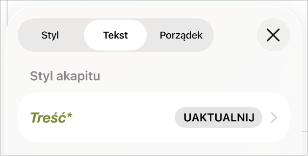 Styl akapitu Treść z gwiazdką.