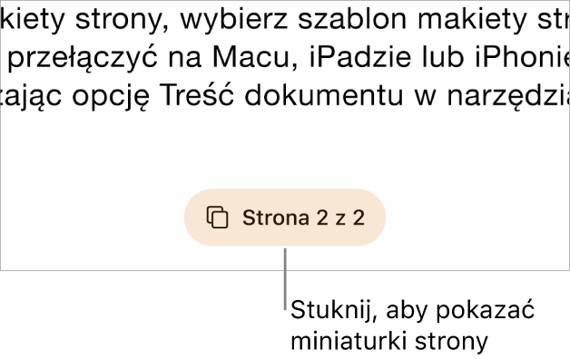 Otwarty dokument. Na dole, po środku ekranu, widoczny jest przycisk numeru strony.