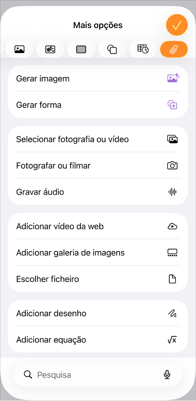 É apresentado o menu “Adicionar conteúdo multimédia”.