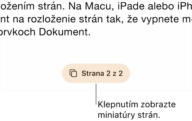 Otvorený dokument s tlačidlom počtu strán v strednej dolnej časti obrazovky.