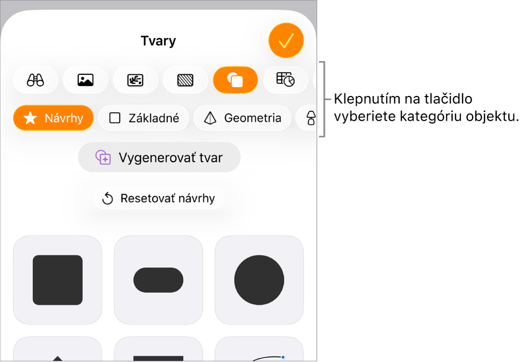 Ovládacie prvky Vložiť s tlačidlami na pridávanie tabuliek, grafov, textu, tvarov a médií v hornej časti.
