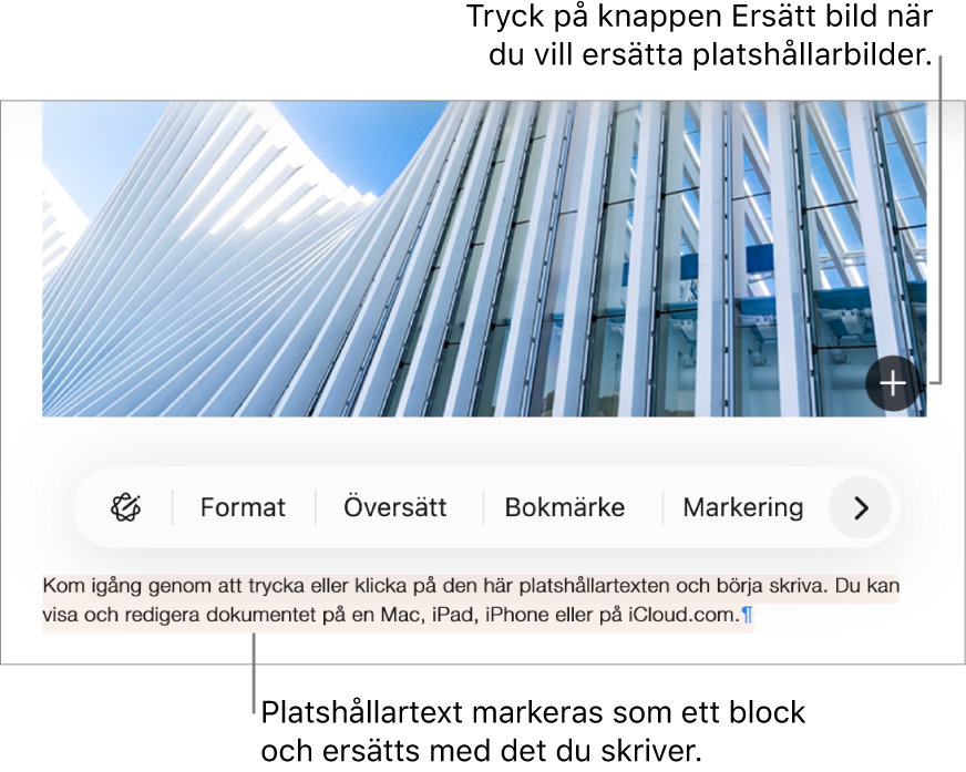 Platshållartext och platshållarbilder.