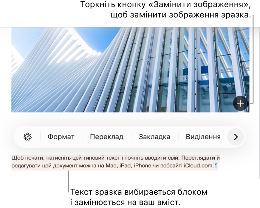 Зразки тексту та зображень.