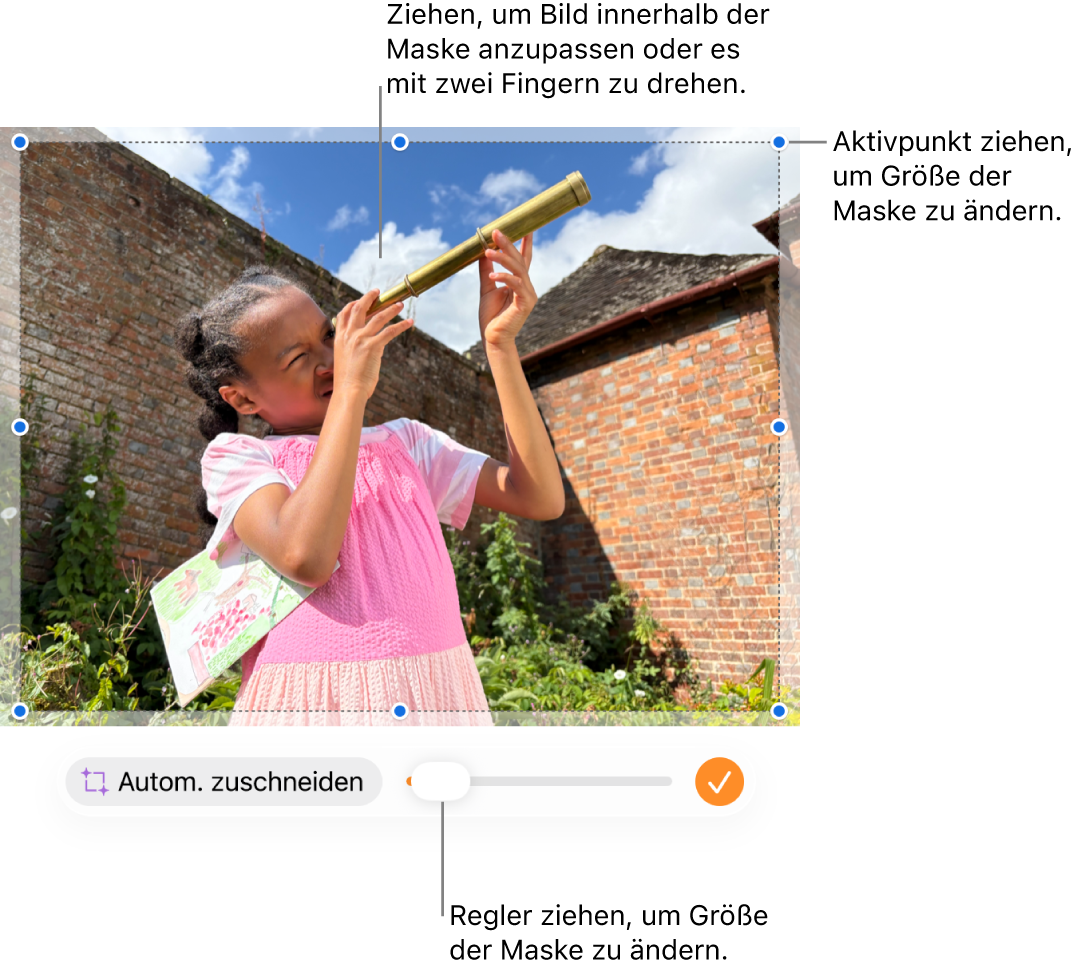 Maskierungssteuerelemente über einem Foto