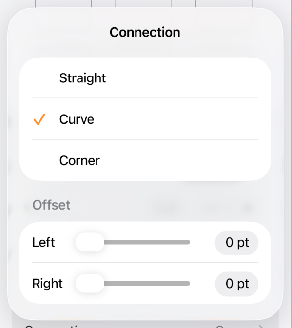The Connection controls with Curve selected.