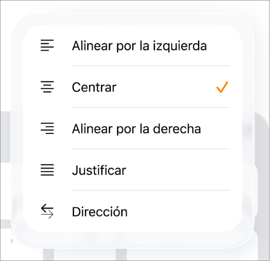 La barra de formato con controles para sangrar texto y alinear párrafos.