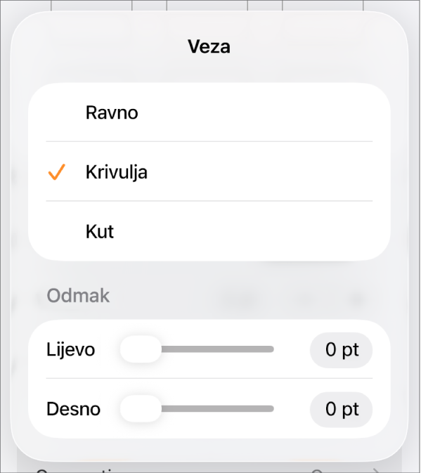 Kontrole Povezivanja s odabranom Krivuljom.