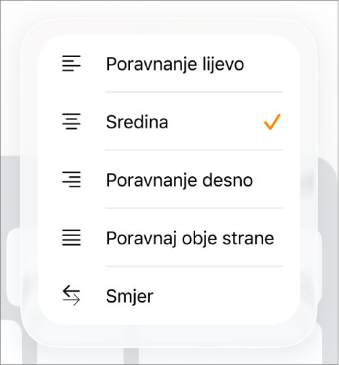 Traka za formatiranje s kontrolama za uvlačenje teksta i poravnanje paragrafa.