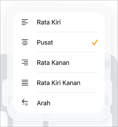 Bar Format menampilkan kontrol untuk mengindentasi teks dan meratakan paragraf.
