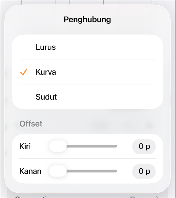Kontrol Koneksi dengan Kurva dipilih.