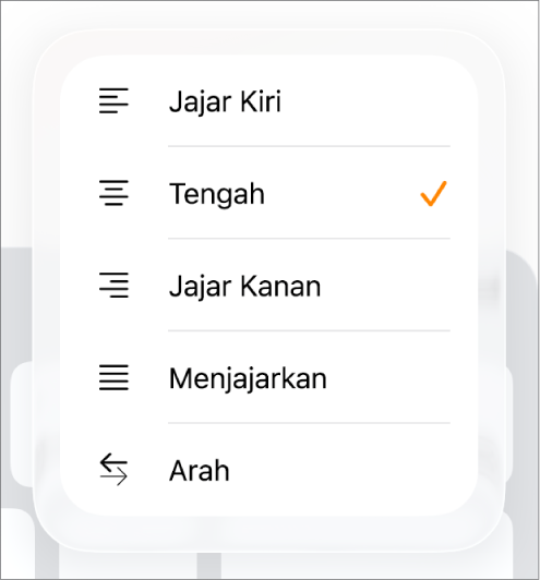 Bar Format dengan kawalan untuk menginden teks dan menjajarkan perenggan.