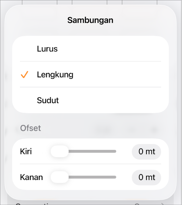Kawalan Sambungan dengan Lengkung dipilih.