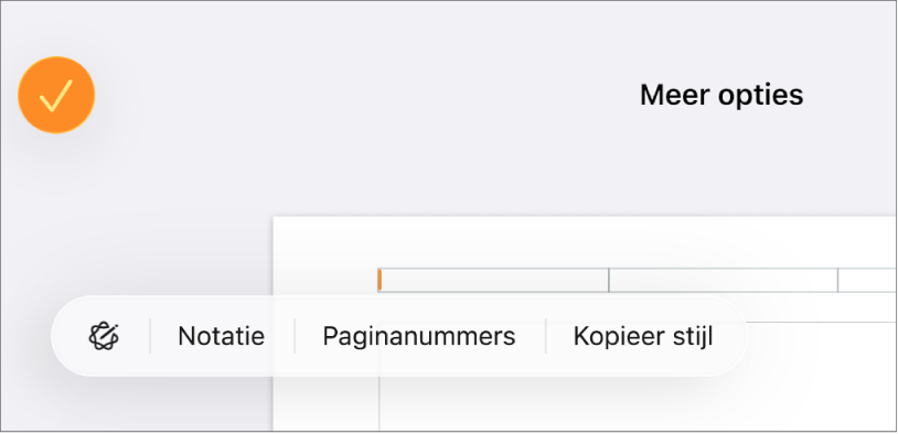 Drie koptekstvelden met het invoegpunt in het middelste veld en een pop‑upmenu met de optie 'Paginanummers'.