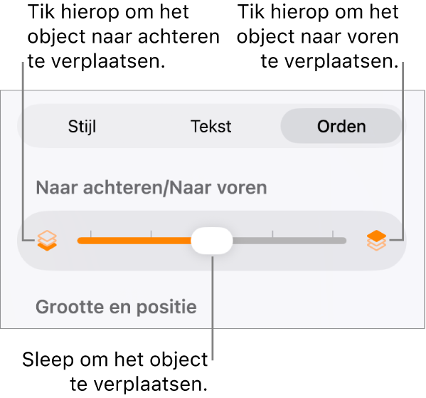 De achteruitknop, de vooruitknop en de schuifknop voor lagen.