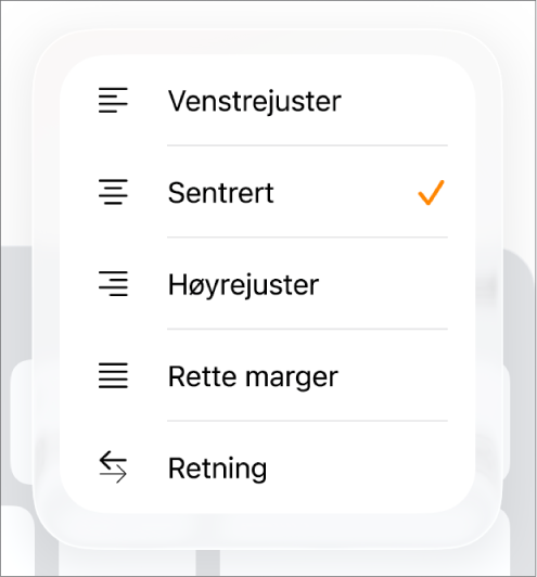 Formatlinjen, med kontroller for tekstinnrykk og avsnittsjustering.