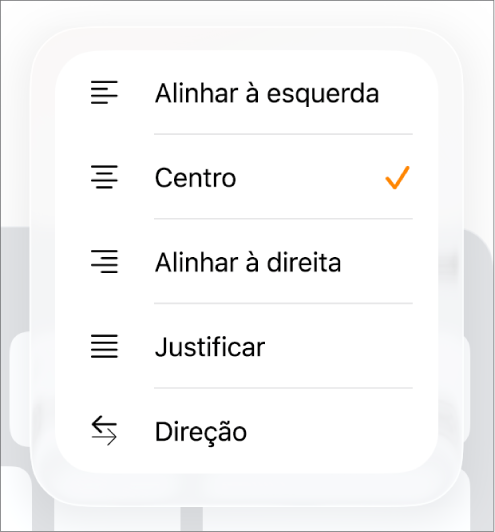 Barra de formatação com os controlos para indentação do texto e alinhamento dos parágrafos.