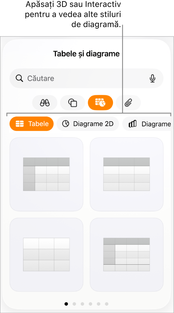 Meniul Adaugă diagramă afișând diagrame 2D.