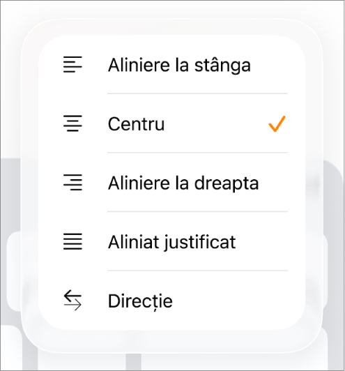 Bara Format afișând comenzi pentru indentarea textului și alinierea paragrafelor.