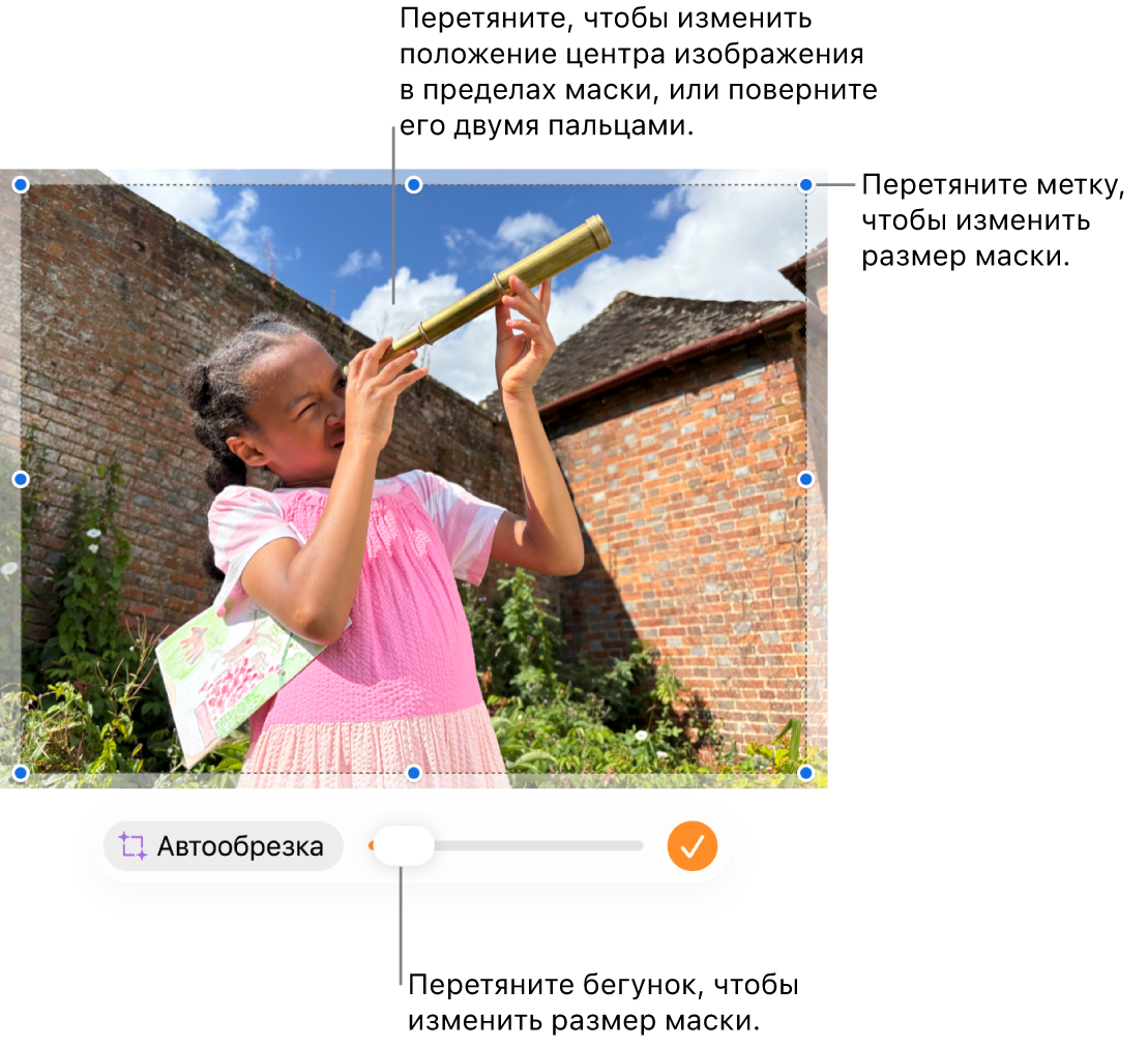 Элементы управления маской поверх фотографии.