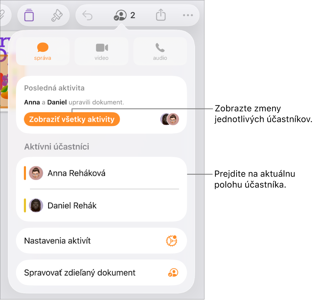 Menu spolupráce s uvedenými aktuálnymi účastníkmi.