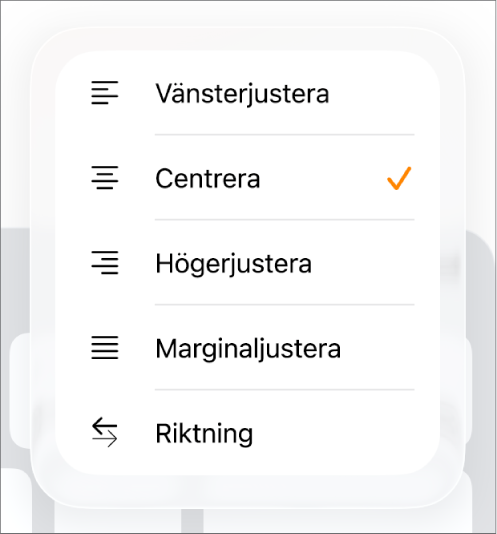 Formatfältet med reglage för textindrag och styckejustering.